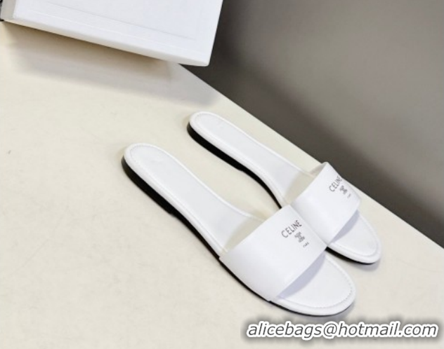 Top Grade Celine Coast Flat Slides Sandal in Lambskin Leather 0227014 White 2026
