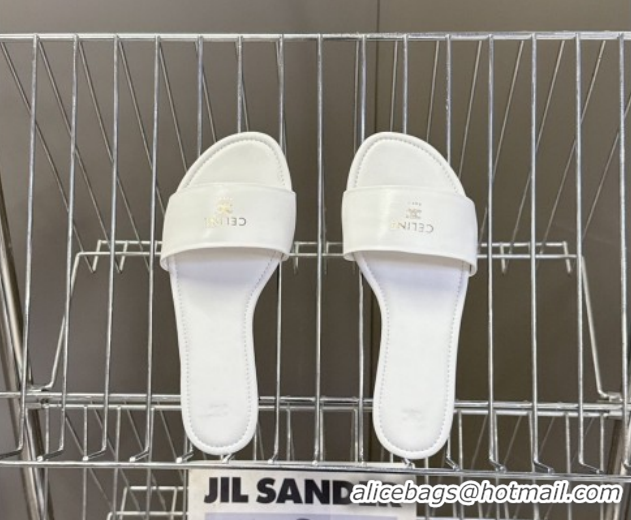 Top Grade Celine Coast Flat Slides Sandal in Lambskin Leather 0227014 White 2026