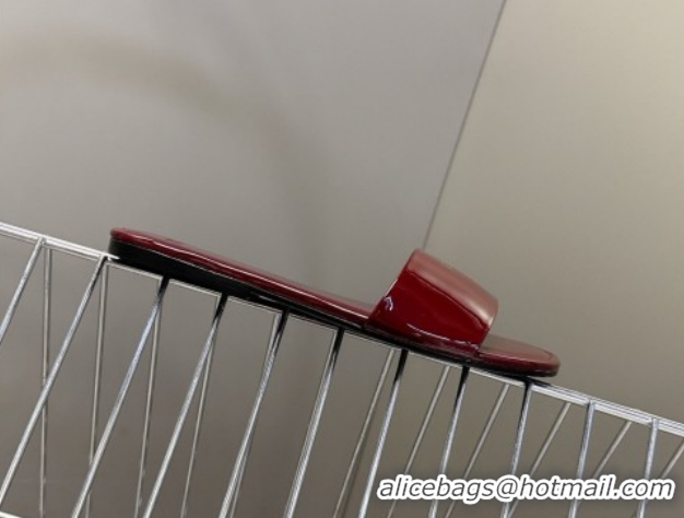 Purchase Celine Coast Flat Slides Sandal in Patent Leather 0227015 Burgundy 2026