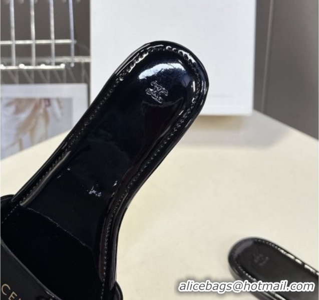 Good Quality Celine Coast Flat Slides Sandal in Patent Leather 0227016 Black 2026
