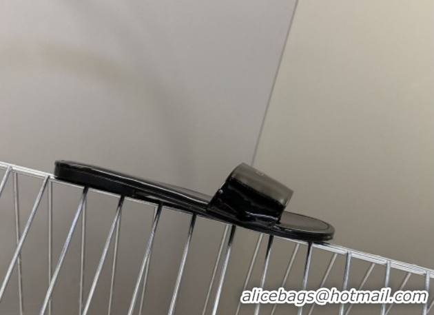 Good Quality Celine Coast Flat Slides Sandal in Patent Leather 0227016 Black 2026