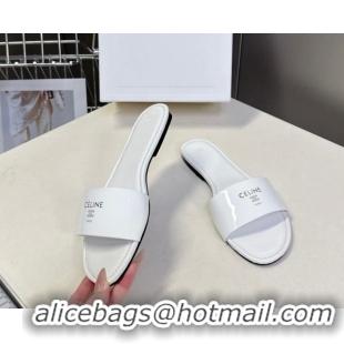 Pretty Style Celine Coast Flat Slides Sandal in Patent Leather 0227017 White 2026