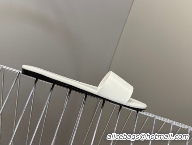 Pretty Style Celine Coast Flat Slides Sandal in Patent Leather 0227017 White 2026