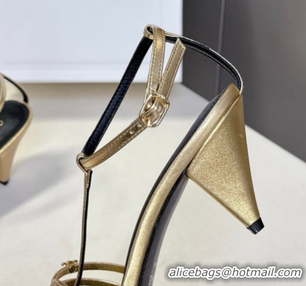 Best Grade Celine Cage Heeled Sandals 6cm in Calfskin Leather Gold 60227020 2026