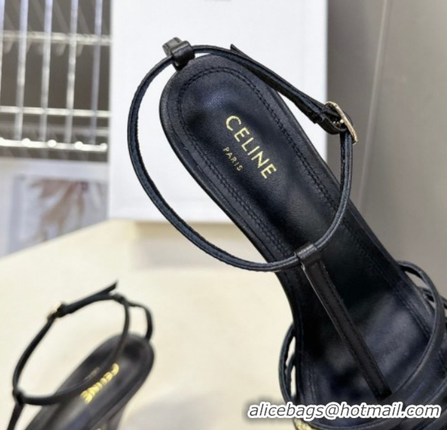 Top Design Celine Cage Heeled Sandals 6cm in Calfskin Leather Black 0227022 2026