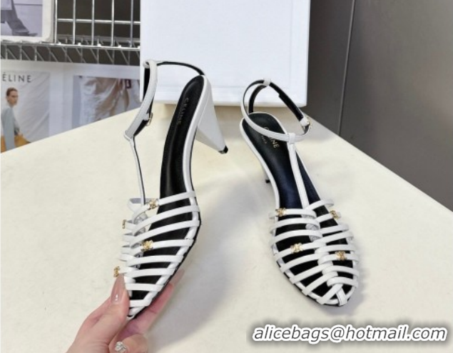 Good Product Celine Cage Heeled Sandals 6cm in Calfskin Leather White 0227023 2026