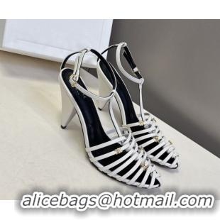 Fashion Celine Cage Heeled Sandals 8cm in Calfskin Leather White 0227025 2026
