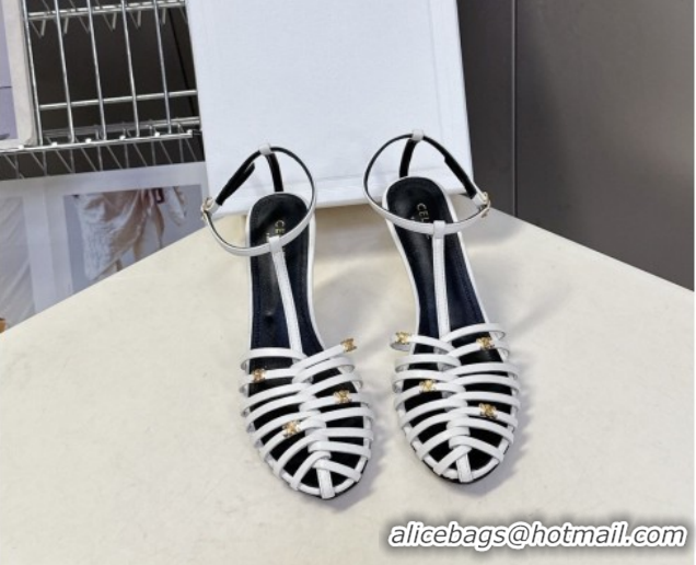 Fashion Celine Cage Heeled Sandals 8cm in Calfskin Leather White 0227025 2026