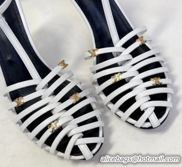 Fashion Celine Cage Heeled Sandals 8cm in Calfskin Leather White 0227025 2026
