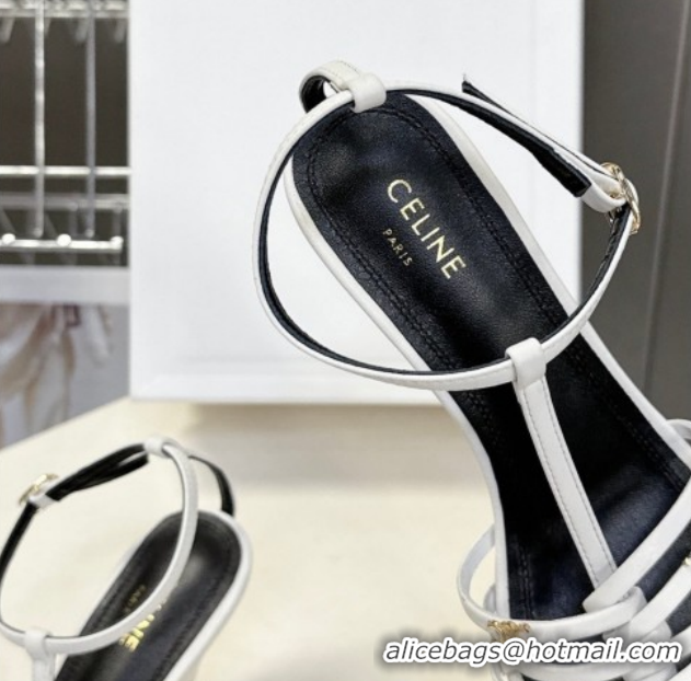 Fashion Celine Cage Heeled Sandals 8cm in Calfskin Leather White 0227025 2026