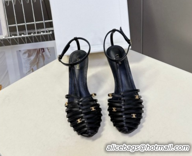 Unique Style Celine Cage Heeled Sandals 8cm in Calfskin Leather Black 0227026 2026