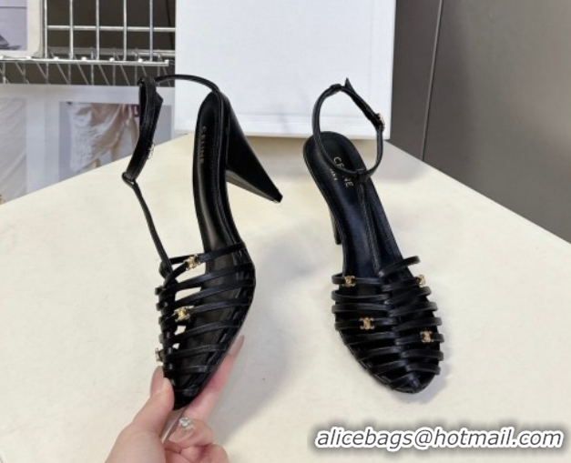Unique Style Celine Cage Heeled Sandals 8cm in Calfskin Leather Black 0227026 2026