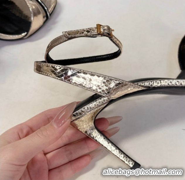 Luxurious Celine Heeled Sandals 8cm in Embossed Leather 0227028 Gold 2026