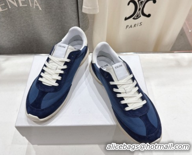 Good Quality Celine Racer Sneakers in Nylon, Suede and Leather 0227038 Blue 2026