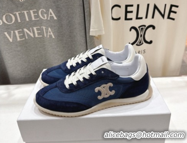 Good Quality Celine Racer Sneakers in Nylon, Suede and Leather 0227038 Blue 2026