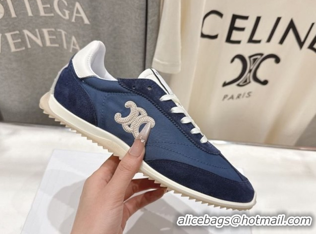 Good Quality Celine Racer Sneakers in Nylon, Suede and Leather 0227038 Blue 2026