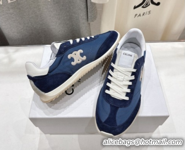 Good Quality Celine Racer Sneakers in Nylon, Suede and Leather 0227038 Blue 2026