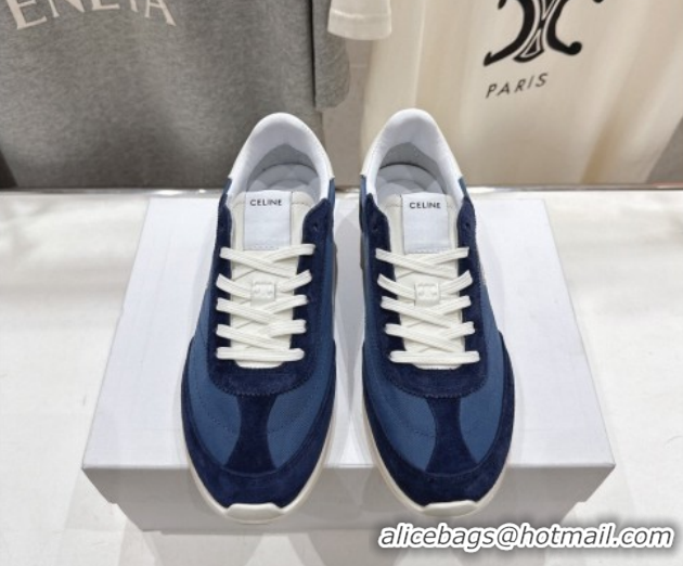 Good Quality Celine Racer Sneakers in Nylon, Suede and Leather 0227038 Blue 2026