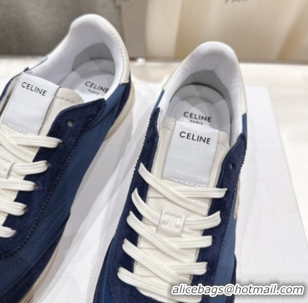 Good Quality Celine Racer Sneakers in Nylon, Suede and Leather 0227038 Blue 2026