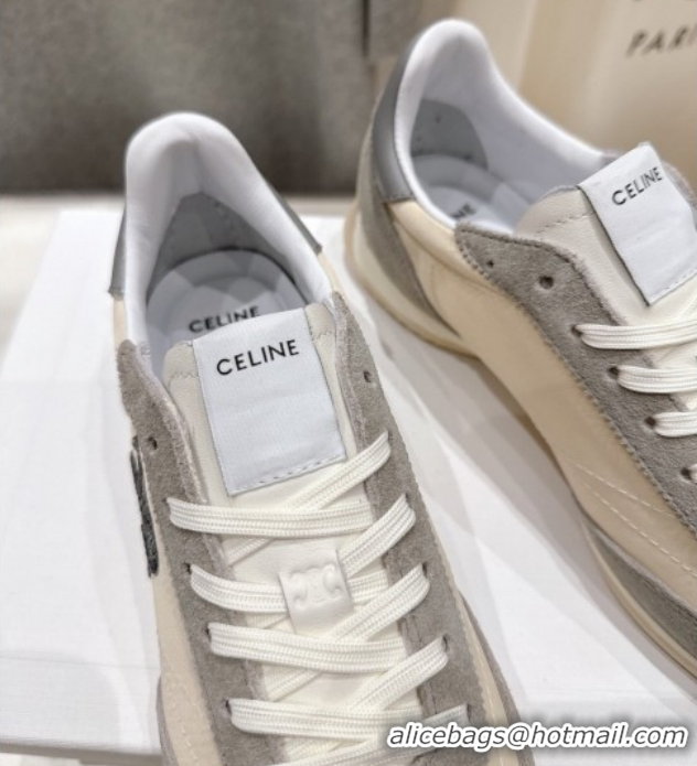 Popular Style Celine Racer Sneakers in Nylon, Suede and Leather 0227038 Beige/Grey 2026