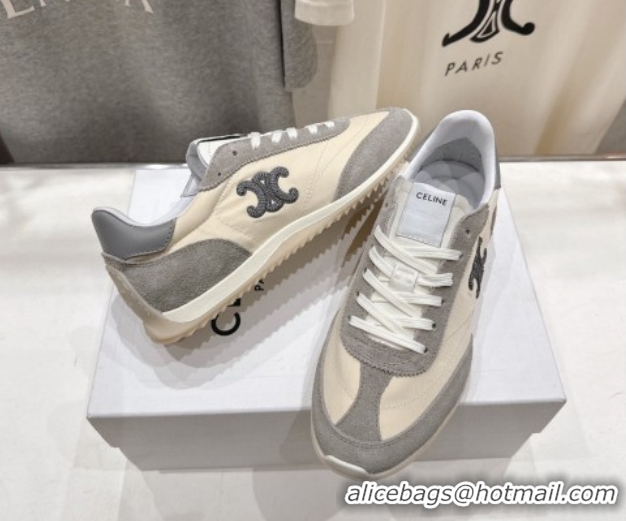 Popular Style Celine Racer Sneakers in Nylon, Suede and Leather 0227038 Beige/Grey 2026