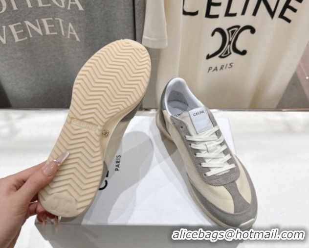 Popular Style Celine Racer Sneakers in Nylon, Suede and Leather 0227038 Beige/Grey 2026