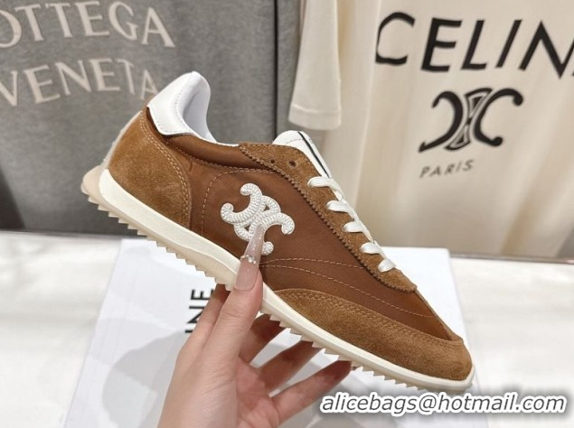 Low Cost Celine Racer Sneakers in Nylon, Suede and Leather 0227038 Brown 2026