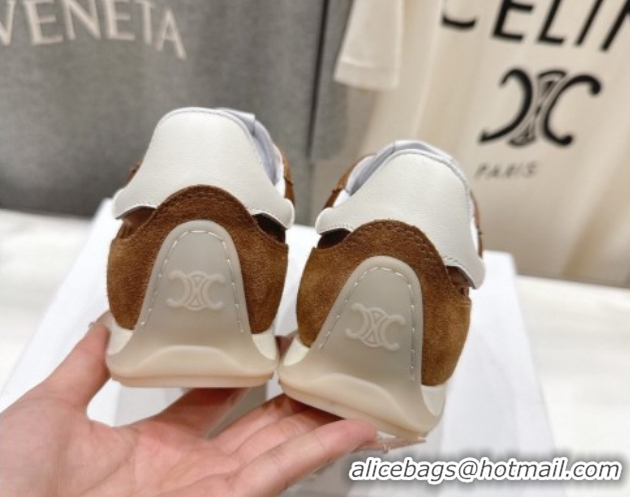 Low Cost Celine Racer Sneakers in Nylon, Suede and Leather 0227038 Brown 2026