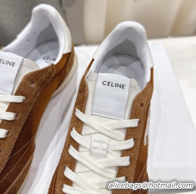 Low Cost Celine Racer Sneakers in Nylon, Suede and Leather 0227038 Brown 2026