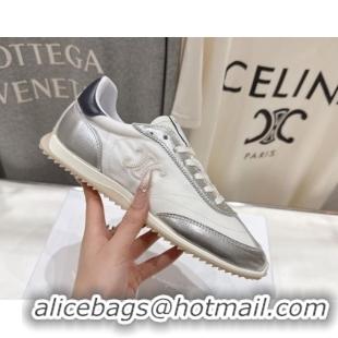Unique Style Celine Racer Sneakers in Nylon, Suede and Leather 0227038 White/Silver 2026