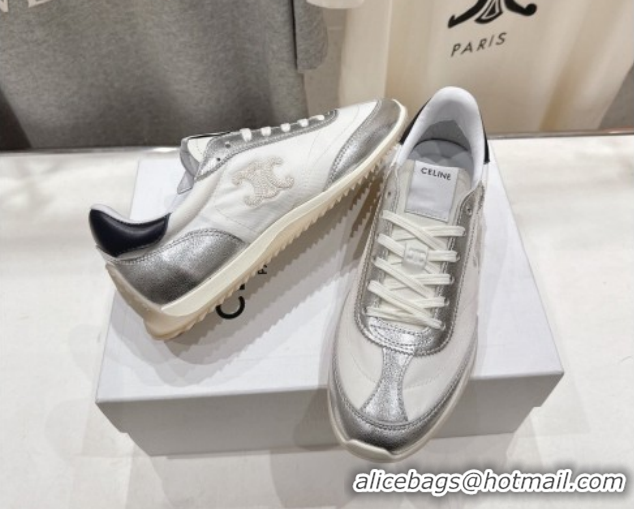 Unique Style Celine Racer Sneakers in Nylon, Suede and Leather 0227038 White/Silver 2026