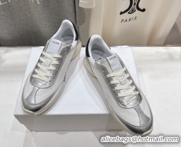 Unique Style Celine Racer Sneakers in Nylon, Suede and Leather 0227038 White/Silver 2026