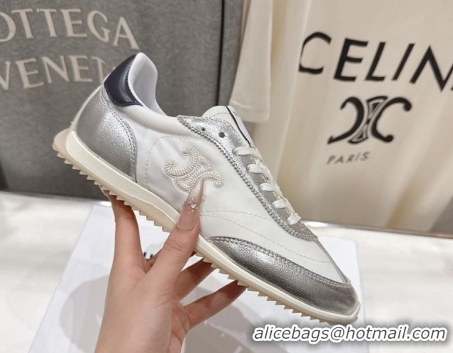 Unique Style Celine Racer Sneakers in Nylon, Suede and Leather 0227038 White/Silver 2026