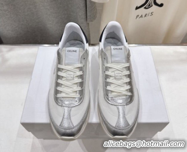 Unique Style Celine Racer Sneakers in Nylon, Suede and Leather 0227038 White/Silver 2026