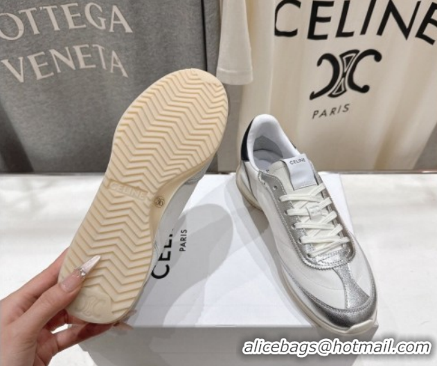 Unique Style Celine Racer Sneakers in Nylon, Suede and Leather 0227038 White/Silver 2026
