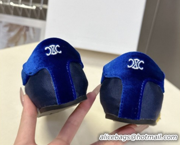 Luxurious Celine The Flat Sneakers in Gros Grain, Velvet, Suede and Leather 0227042 Blue/Yellow 2026