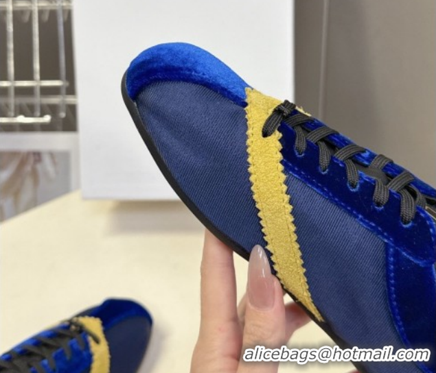 Luxurious Celine The Flat Sneakers in Gros Grain, Velvet, Suede and Leather 0227042 Blue/Yellow 2026