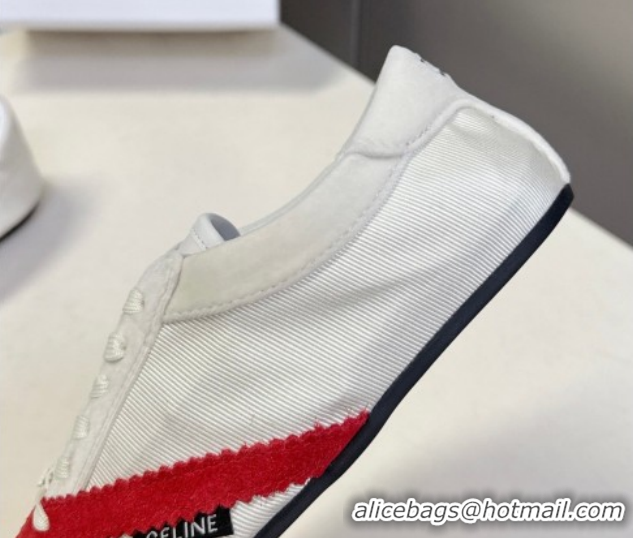 Best Product Celine The Flat Sneakers in Gros Grain, Velvet, Suede and Leather 0227042 White/Red 2026