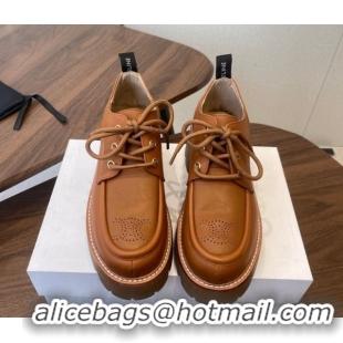 Stylish Celine Triomphe Derbies Shoes Lace-ups 3cm in Calfskin Leather Brown 0227056 2026