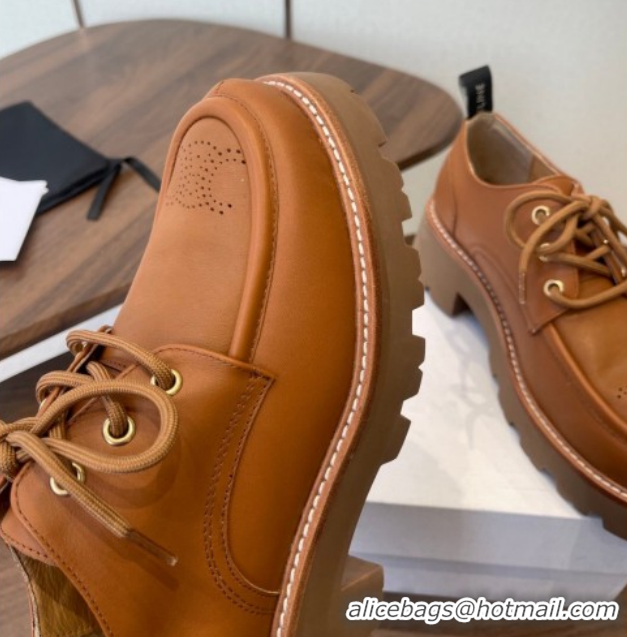 Stylish Celine Triomphe Derbies Shoes Lace-ups 3cm in Calfskin Leather Brown 0227056 2026