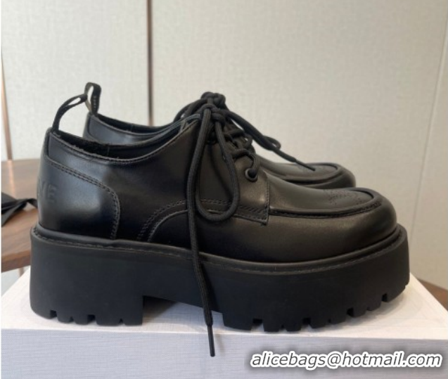 Duplicate Celine Triomphe Derbies Shoes Lace-ups 3cm in Calfskin Leather Black 0227057 2026