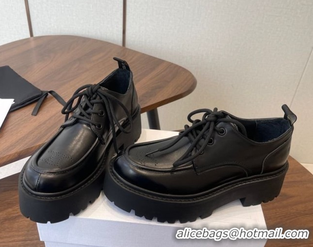 Duplicate Celine Triomphe Derbies Shoes Lace-ups 3cm in Calfskin Leather Black 0227057 2026