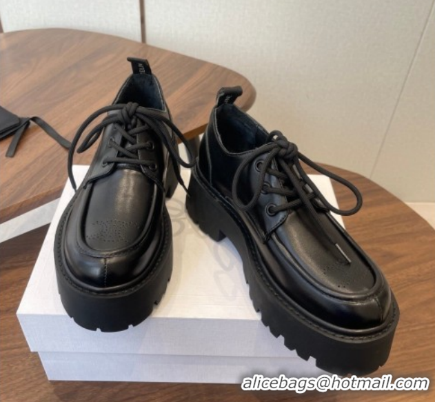 Duplicate Celine Triomphe Derbies Shoes Lace-ups 3cm in Calfskin Leather Black 0227057 2026