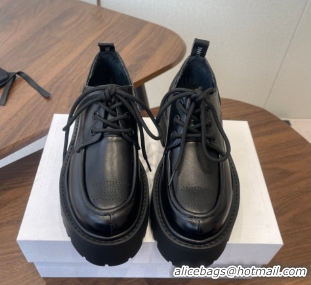 Duplicate Celine Triomphe Derbies Shoes Lace-ups 3cm in Calfskin Leather Black 0227057 2026