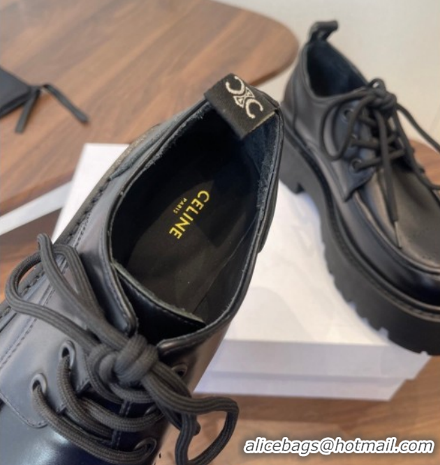 Duplicate Celine Triomphe Derbies Shoes Lace-ups 3cm in Calfskin Leather Black 0227057 2026