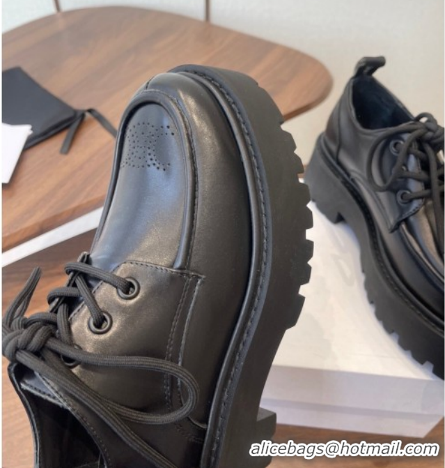Duplicate Celine Triomphe Derbies Shoes Lace-ups 3cm in Calfskin Leather Black 0227057 2026