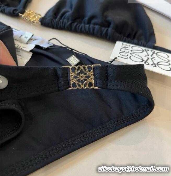 ​Luxury Discount Loewe Bikini with Lace-up 0723 Black 2025