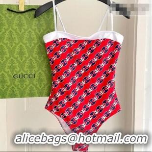 ​Top Grade Gucci Printed Swimsuit 0723 Red 2025