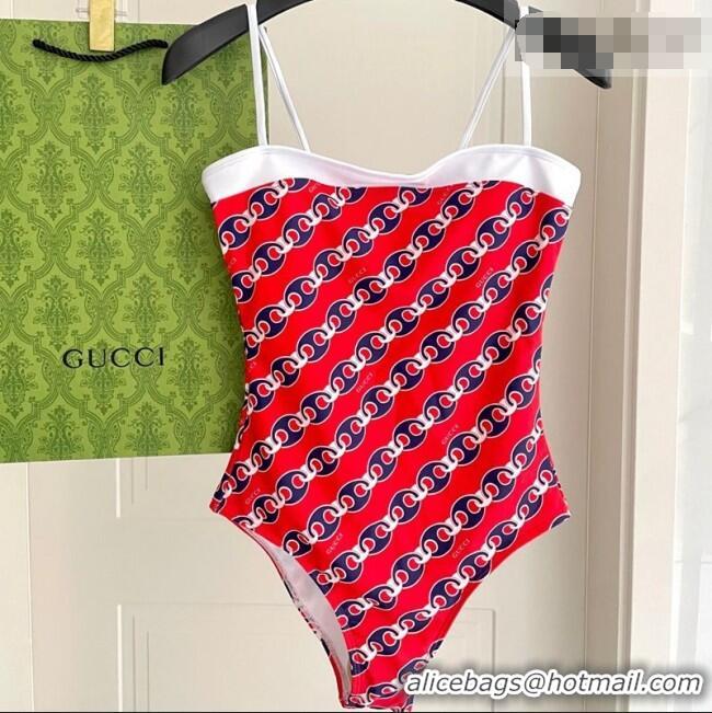 ​Top Grade Gucci Printed Swimsuit 0723 Red 2025