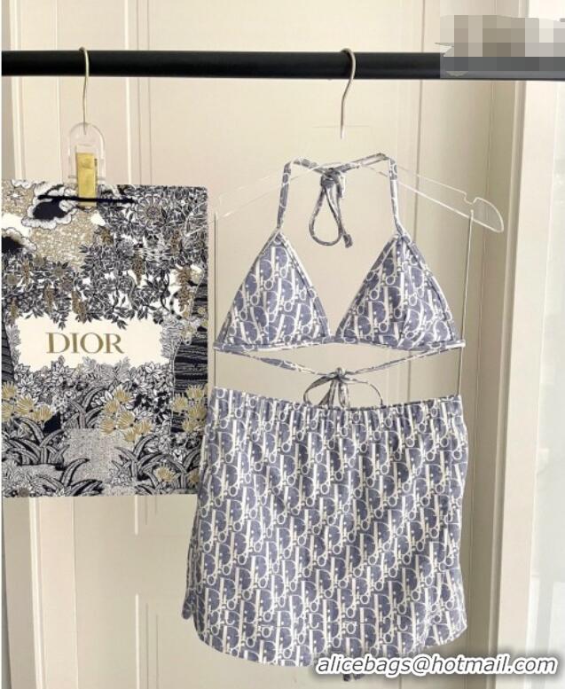 ​Buy Discount Dior Oblique Bikini and Shorts Set 0723 Blue 2025